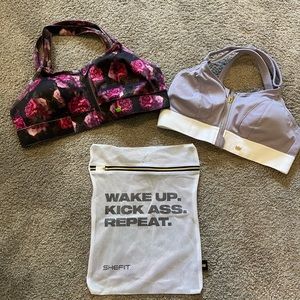 Set of two SHEFIT high impact sports bras.